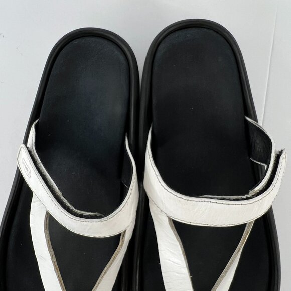 Sz 38EU Wolky Tahiti White Leather Slip On Flip Flop Thong Sandals - Picture 5 of 15